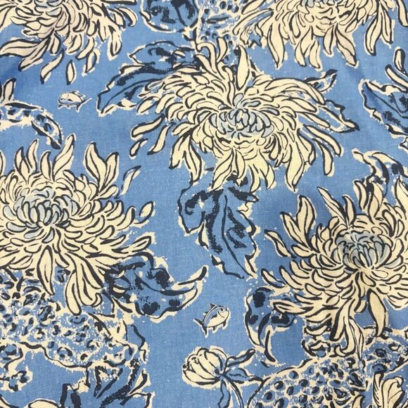Lilly Pulitzer x Southern Tide Mens Linen Shirt Size Large Blue Floral Hawaiian - Picture 7 of 9